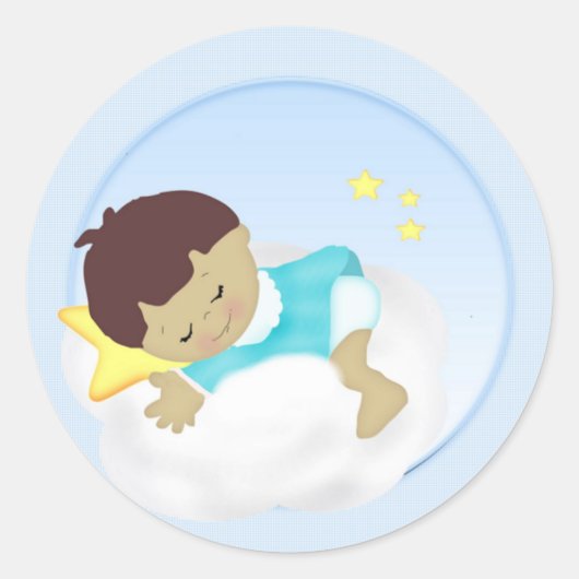 男の赤ちゃん発表/シャワー磁石 ラウンドシール (正面)