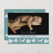 男の赤ちゃん発表 案内ポストカード (正面/裏面)