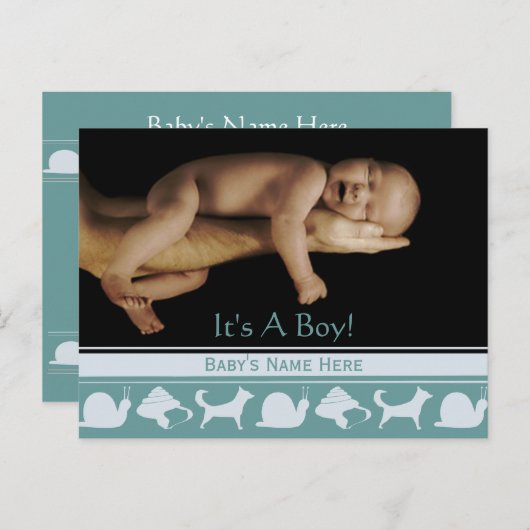 男の赤ちゃん発表 案内ポストカード (正面/裏面)