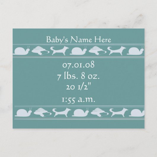 男の赤ちゃん発表 案内ポストカード (裏面)