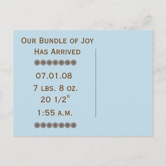 男の赤ちゃん発表 案内ポストカード (裏面)