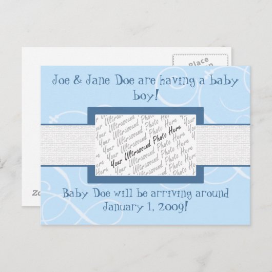 男の赤ちゃん発表 案内ポストカード (正面/裏面)