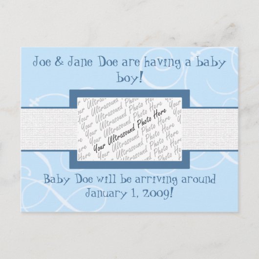 男の赤ちゃん発表 案内ポストカード (正面)