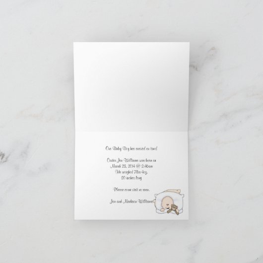 男の赤ちゃん発表 案内状 (内部)