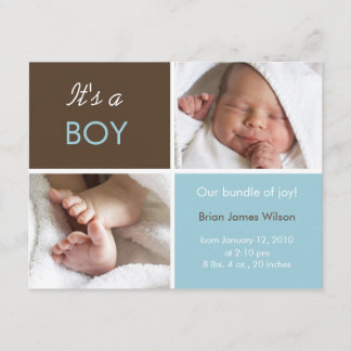 男の赤ちゃん発表 案内状