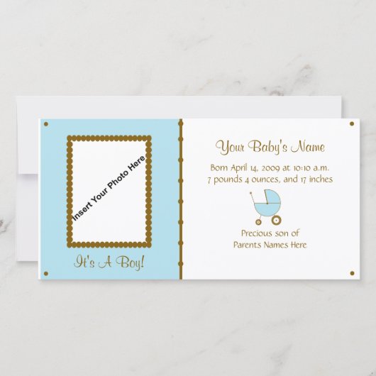 男の赤ちゃん発表 案内状 (正面)