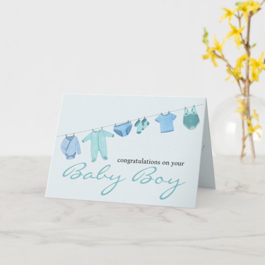 男の赤ちゃん祝い カード (黄色い花)