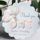 男の赤ちゃん第1の誕生日テディベア気球雲 フェイバータグ