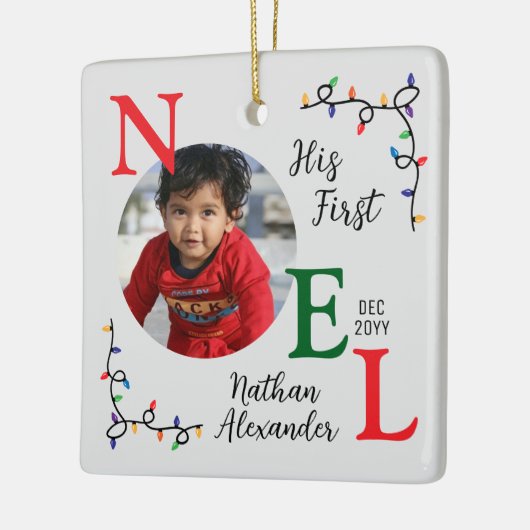男の赤ちゃん第1回カラフルクリスマス第1回ノエル写真 セラミックオーナメント (左)