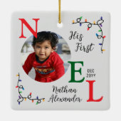 男の赤ちゃん第1回カラフルクリスマス第1回ノエル写真 セラミックオーナメント (裏面)