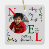 男の赤ちゃん第1回カラフルクリスマス第1回ノエル写真 セラミックオーナメント (正面)