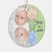 男の赤ちゃん第1回クリスマスカスタマイズフォトオーナメント セラミックオーナメント (左)