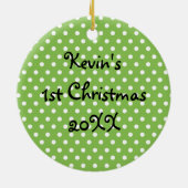 男の赤ちゃん第1回クリスマスカスタマイズフォトオーナメント セラミックオーナメント (裏面)