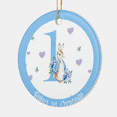男の赤ちゃん第1回クリスマスフォトデコレーションウサギ セラミックオーナメント (左)