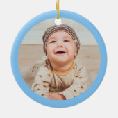男の赤ちゃん第1回クリスマスフォトデコレーションウサギ セラミックオーナメント (裏面)