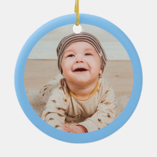 男の赤ちゃん第1回クリスマスフォトデコレーションウサギ セラミックオーナメント (裏面)