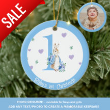 男の赤ちゃん第1回クリスマスフォトデコレーションウサギ