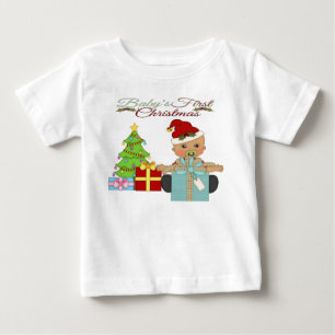 男の赤ちゃん第1回クリスマス乳児Tシャツ ベビーTシャツ