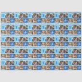 男の赤ちゃん第1誕生日かわいいブルーフォトコラージュ 薄葉紙 (正面)