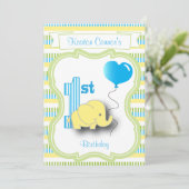 男の赤ちゃん第1誕生日パーティーとベビー象 招待状 (スタンド正面)