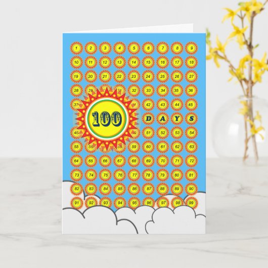 男の赤ちゃん第100回日おめでとう カード (黄色い花)