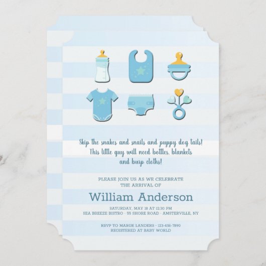 男の赤ちゃん素子シャワー招待状 招待状 (正面/裏面)