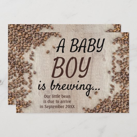 男の赤ちゃん素朴が妊娠を始めている 案内状 (正面/裏面)