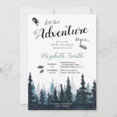 男の赤ちゃん素朴アドベンチャーテーマ 招待状 (正面)