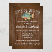 男の赤ちゃん素朴魚釣り 招待状 (正面/裏面)