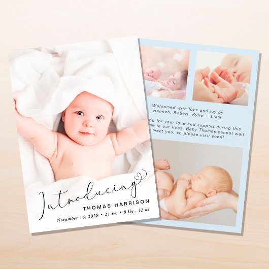 男の赤ちゃん紹介フォトコラージュ誕生 案内状