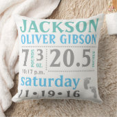 男の赤ちゃん統計発表ピローブルーグリーングレー クッション (ブランケット)