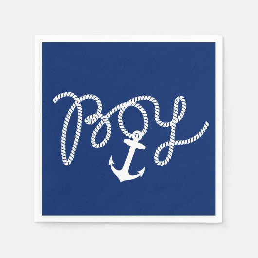 男の赤ちゃん航海のいかりベビーシャワー スタンダードカクテルナプキン (正面)