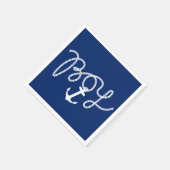 男の赤ちゃん航海のいかりベビーシャワー スタンダードカクテルナプキン (角)