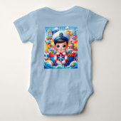 男の赤ちゃん航海のアドベンチャーベビーシャワー ベビーボディスーツ (裏面)