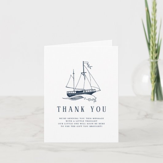 男の赤ちゃん航海のシャワーありがとう サンキューカード (正面)