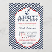 男の赤ちゃん航海のシャワー招待状、シェブロン 招待状 (正面/裏面)