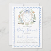 男の赤ちゃん航海のシャワ名門私立校風のーブルーセーリング 招待状 (正面)