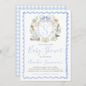 男の赤ちゃん航海のシャワ名門私立校風のーブルーセーリング 招待状 (正面/裏面)