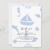 男の赤ちゃん航海のブルー赤ちゃんシャワーエレガント写真 サンキューカード (裏面)
