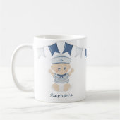 男の赤ちゃん航海のベビーシャワー コーヒーマグカップ (左)