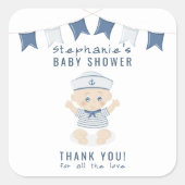 男の赤ちゃん航海のベビーシャワー スクエアシール (正面)