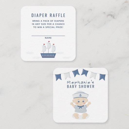 男の赤ちゃん航海のベビーシャワー スクエア名刺 (正面/裏面)