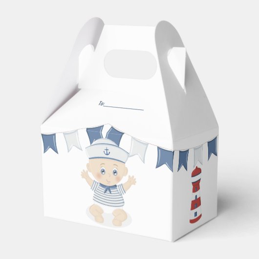 男の赤ちゃん航海のベビーシャワー フェイバーボックス (正面サイド)