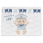 男の赤ちゃん航海のベビーシャワー ラージペーパーバッグ (正面)