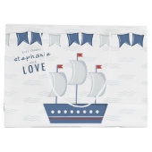 男の赤ちゃん航海のベビーシャワー ラージペーパーバッグ (裏面)