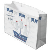 男の赤ちゃん航海のベビーシャワー ラージペーパーバッグ (裏面アングル)