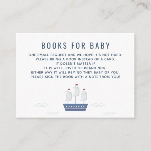 男の赤ちゃん航海のベビー用ベビーシャワーブック 名刺 (正面)