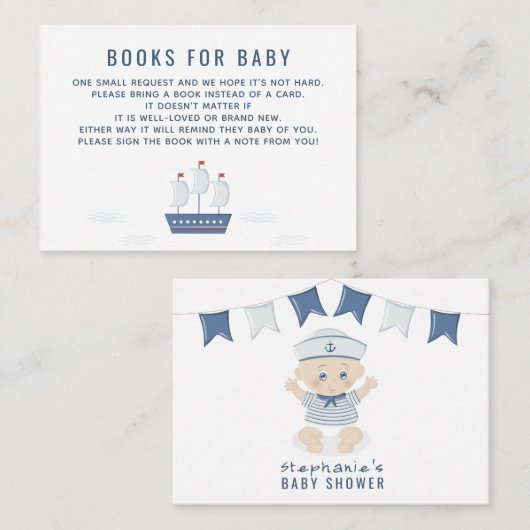 男の赤ちゃん航海のベビー用ベビーシャワーブック 名刺 (正面/裏面)