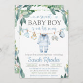 男の赤ちゃん衣類赤ちゃんシャワー招待状 招待状 (正面/裏面)