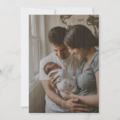 男の赤ちゃん角カエル紫の垂直ベビー 案内状 (裏面)